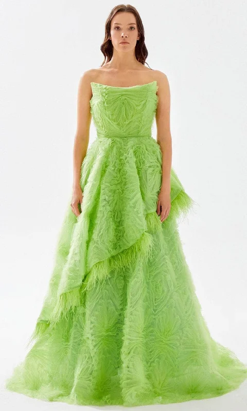 Bargain Bin Tarik Ediz 52087 - Scoop Ruffled A-Line Prom Gown