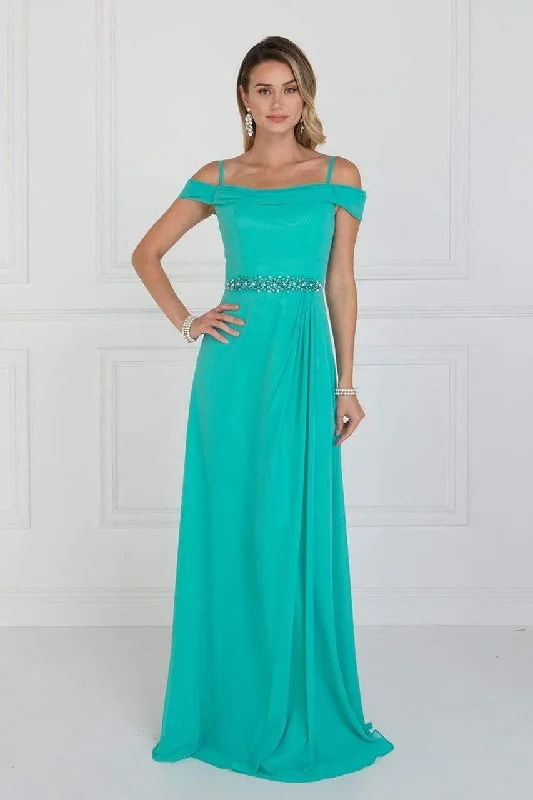 Seasonal Sale Elizabeth K - GL1522 Draped Cowl Back A-Line Chiffon Gown