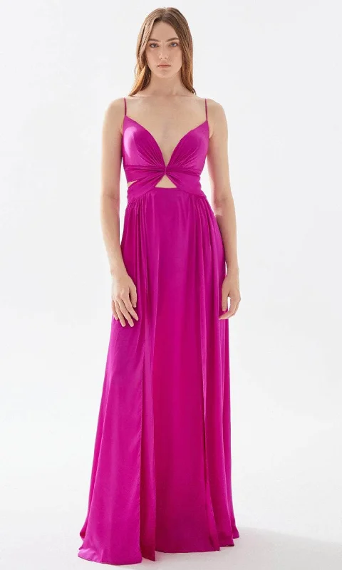 Friends and Family Sale Tarik Ediz 52005 - Butterfly Motif A-line Soft Dress