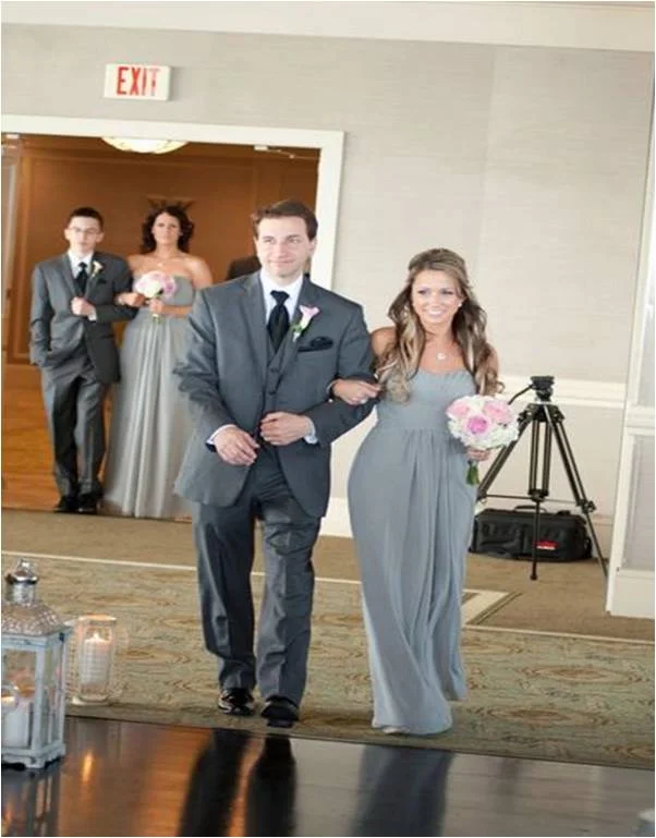 Discount Deals Other David's Bridal Grey Long Chiffon Bridesmaid Dress