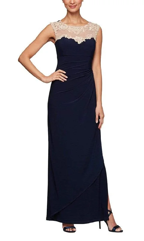 Seasonal Clearance Alex Evenings - 81351473 Embroidered Jewel Neck Sheath Dress