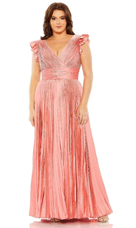 Deal Dash Mac Duggal 77006 - Flutter Sleeve Pleated Plus Size Prom Dress
