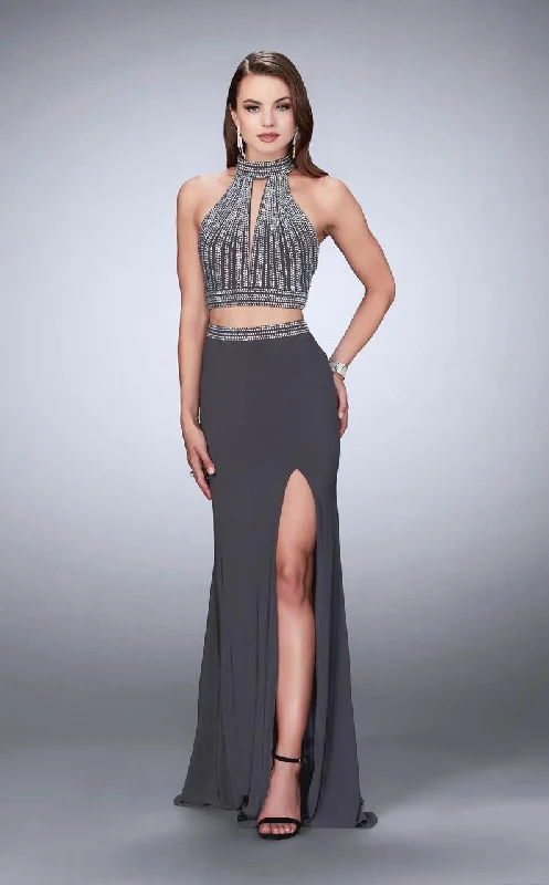 Price Rollback La Femme - 24521 Exquisite High Crystal-Adorned Long Evening Gown