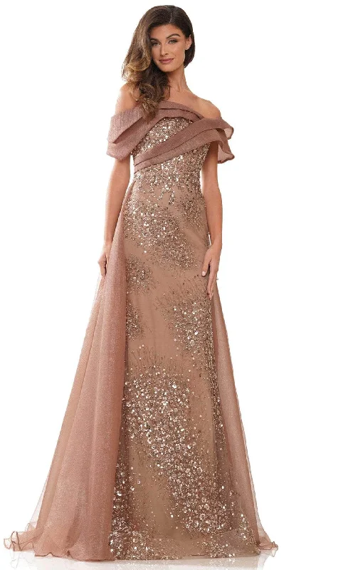 Now or Never Rina Di Montella RD2816 - Jewel Embellished Off-Shoulder Evening Gown