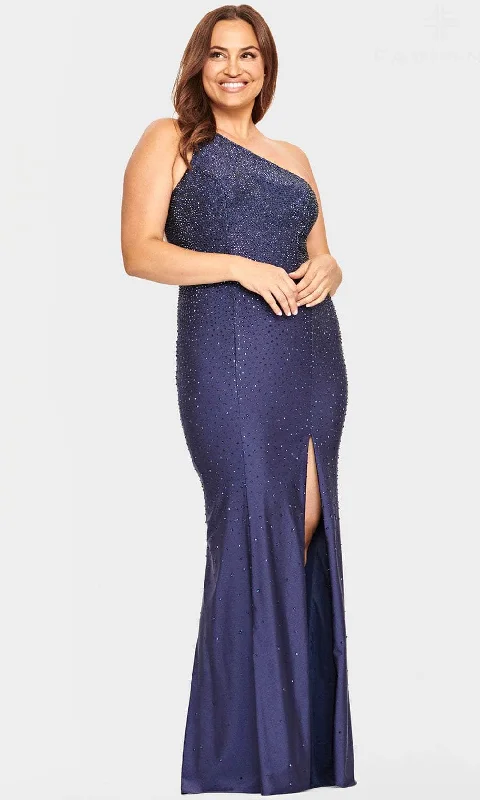 Savings Alert Faviana 9532 - Ruched High Slit Train Gown