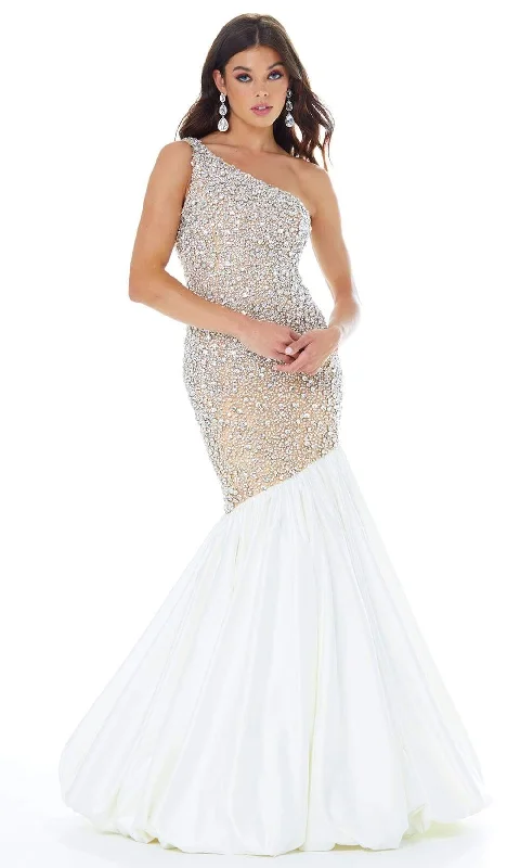 Today’s Deal Ashley Lauren - 1981 One Shoulder Crystal Studded Trumpet Gown