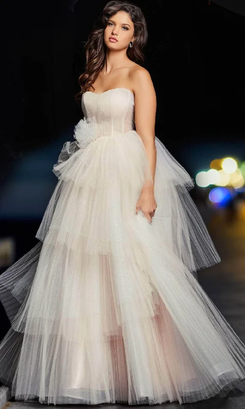 Big Savings Jovani 38537 - Corset Tiered Off Shoulder Gown
