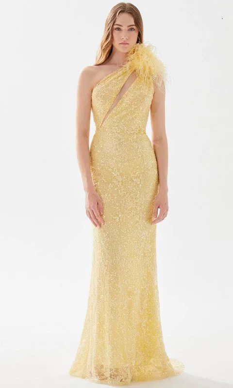 Unbeatable Prices Tarik Ediz 52080 - Laced Asymmetric Prom Dress
