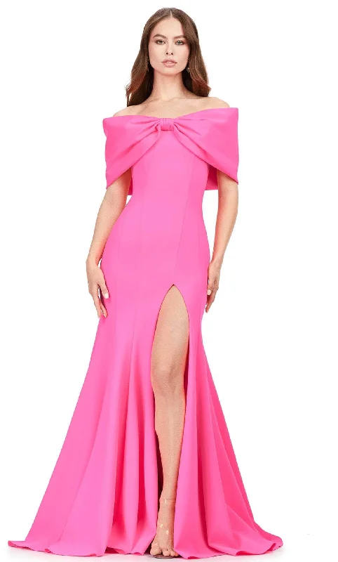 Fantastic Offers Ashley Lauren 11412 - Bow Designed Off-Shoulder Prom Gown