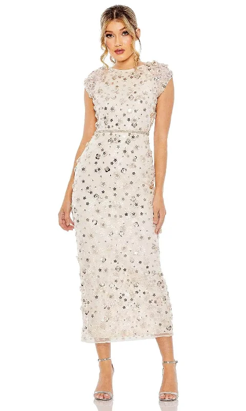 Final Sale Mac Duggal 93806 - Cap Sleeve Floral Applique Evening Dress