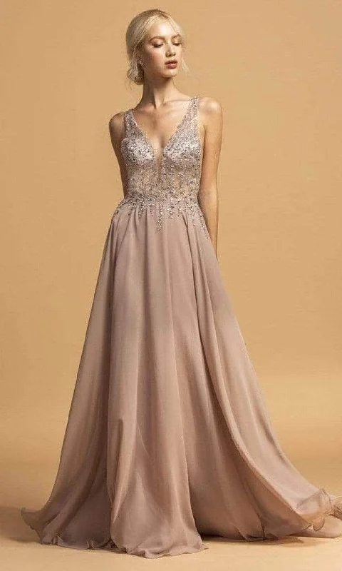Warehouse Sale Aspeed Design - Crystal Ornate Chiffon Prom Dress L2207