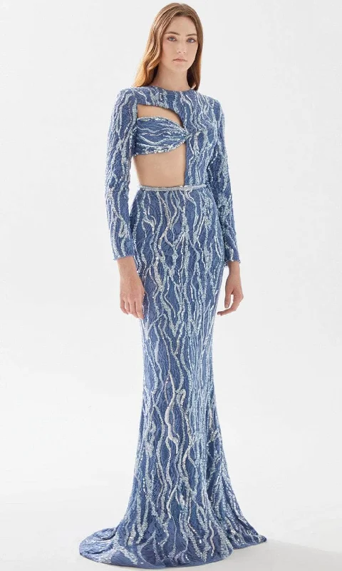Shop and Save Tarik Ediz 52067 - One Side Body Cutout Long Dress