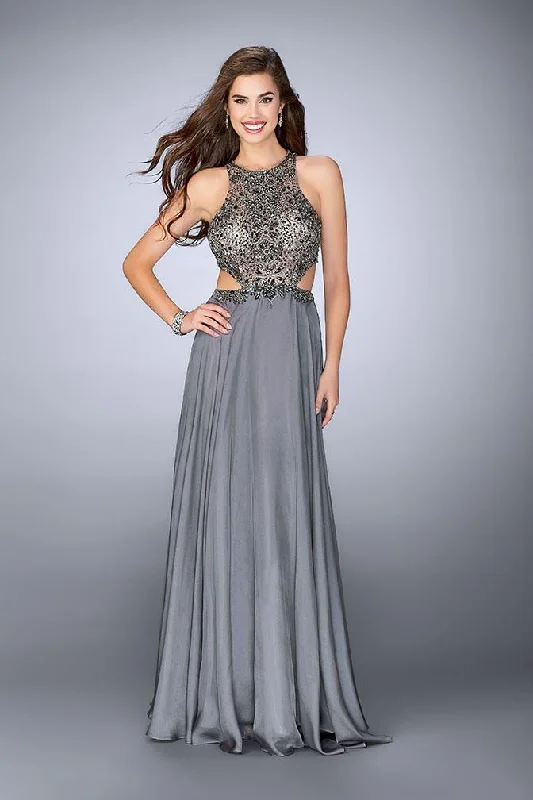 Fantastic Offers La Femme Gigi - 23761 Elaborate Bateau Illusion Long Evening Gown