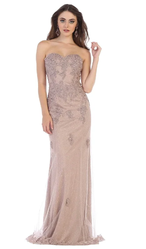 Grand Opening Sale May Queen - MQ1585 Embroidered Sweetheart Sheath Dress With Train