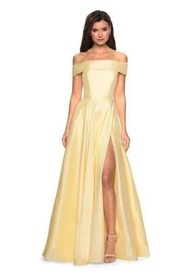 Seasonal Sale La Femme - Off Shoulder Cap Sleeves A-Line Dress 27005SC