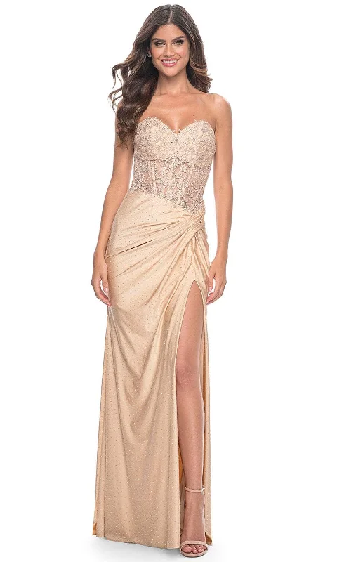 Price Drop La Femme 32301 - Embroidered Corset Strapless Prom Dress