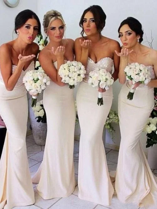 Year-End Clearance Other Sleeveless Beading Floor-length Satin Bridesmaid D
