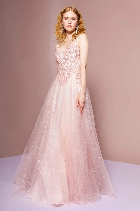 Great Bargains Elizabeth K - GL2694 Embroidered Bodice Glitter A-Line Gown