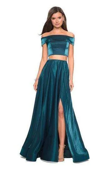 Weekend Special La Femme - Off Shoulder Fitted Fold-Over A-Line Dress 26919SC
