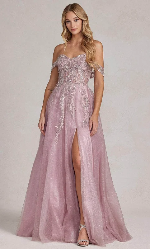 Bargain Prices Nox Anabel E1128 - Off-Shoulder A-line Prom Dress