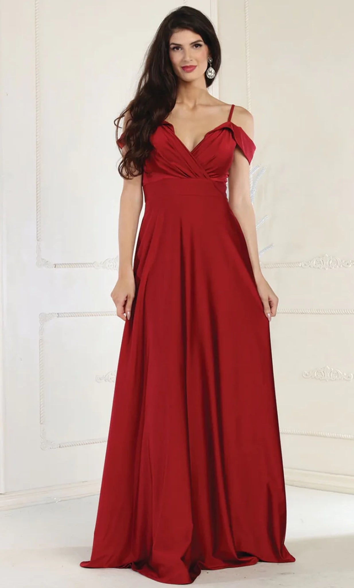 Mega Sale May Queen MQ1988 - Cold-Shoulder V-Neck Prom Dress