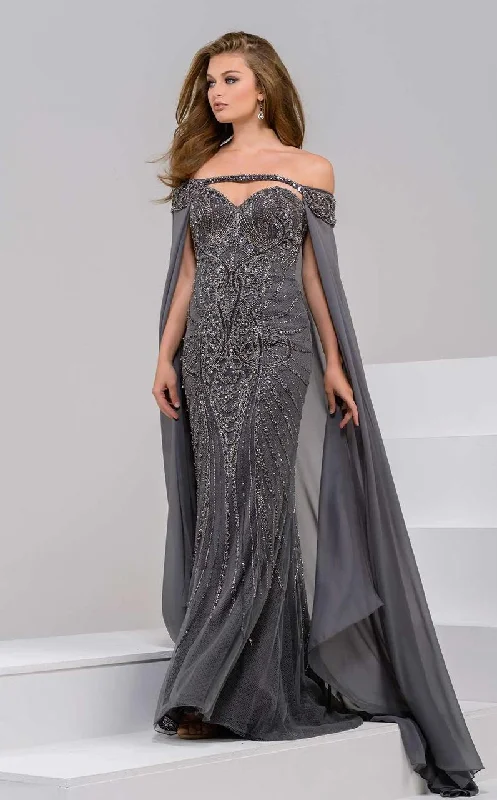 Price Slash Jovani - 45566 Off Shoulder Sheath Dress