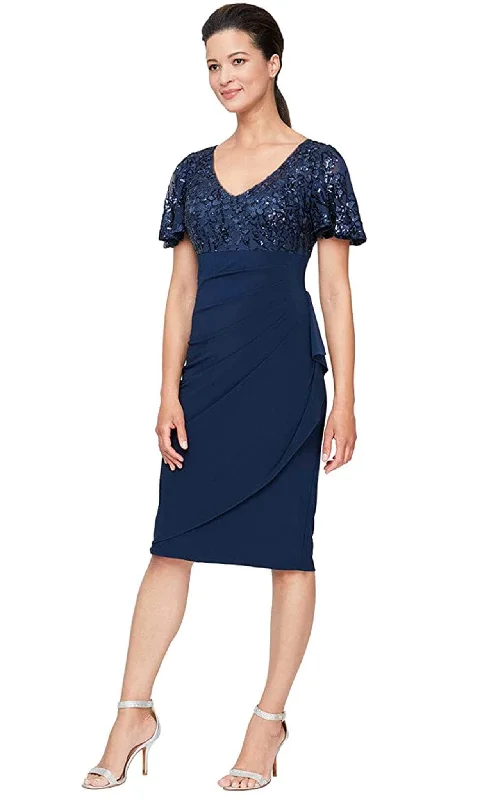 New Markdowns Alex Evenings 8196786 - Short Sleeve V-Neck Formal Dress