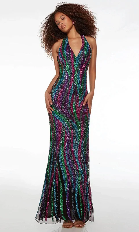 Early Access Alyce Paris 61584 - Sequin Halter Evening Dress