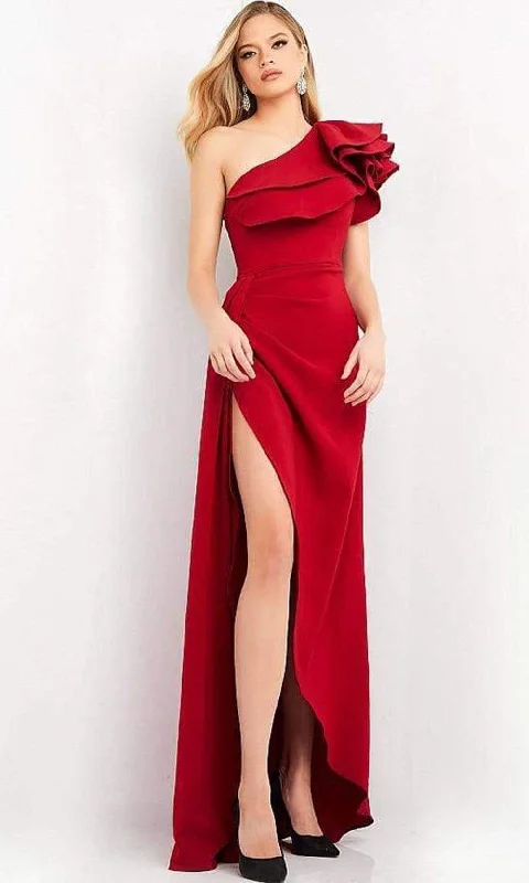 Mega Sale Jovani - 04352 Asymmetric Ruffled Slit A-line Dress