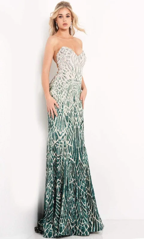 Savings Spectacular Jovani - 06459 Two Tone Sequined Strapless Sheath Dress