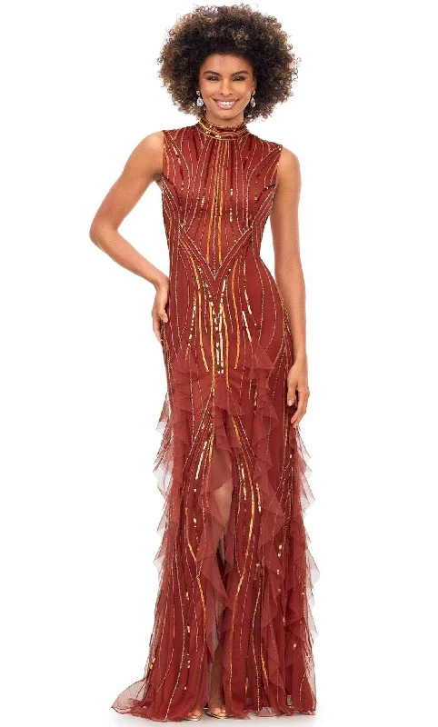 Fantastic Offers Ashley Lauren 11198 - High Neck Ruffled Evening Gown