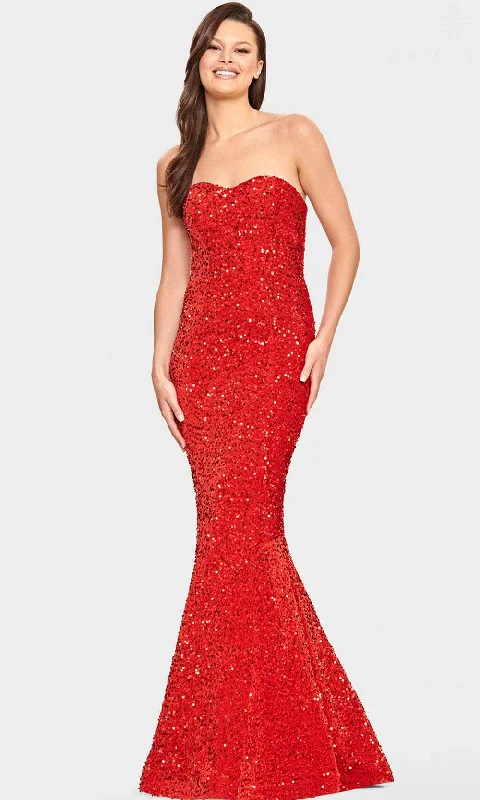 Online Only Faviana S10819 - Strapless Velvet Sequin Evening Gown
