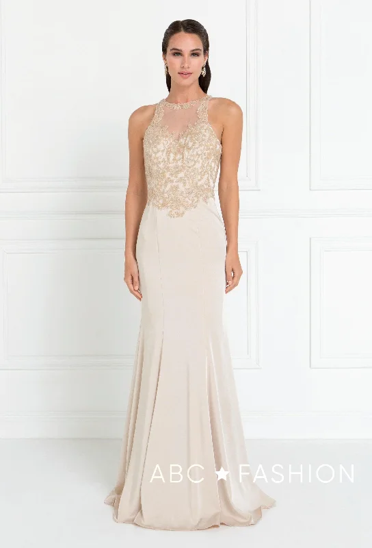 Super Savings Mermaid Gown with Beaded Illusion Bodice by Elizabeth K GL1568