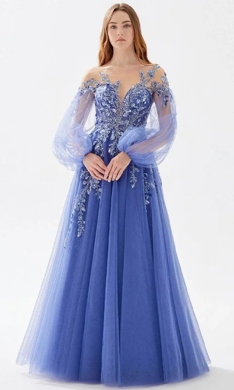 TIME-Limited Offer Tarik Ediz 52105 - Bishop Sleeve Beaded Prom Gown