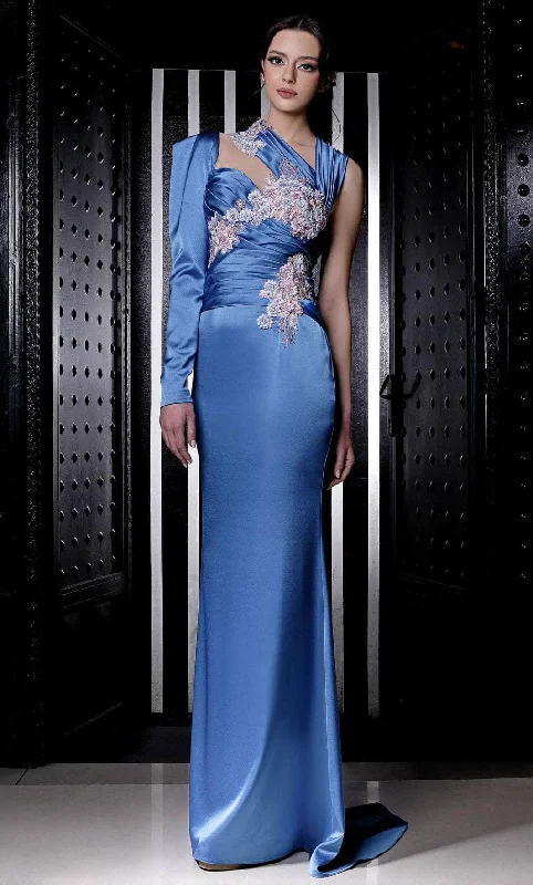 Huge Discounts MNM Couture K3986 - Asymmetrical Neckline Prom Dress