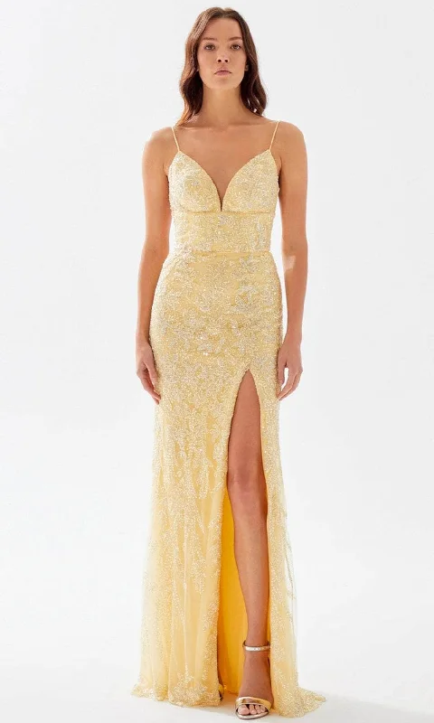 Sneak Peek Sale Tarik Ediz 52090 - Beaded Lace-Up Back Prom Gown