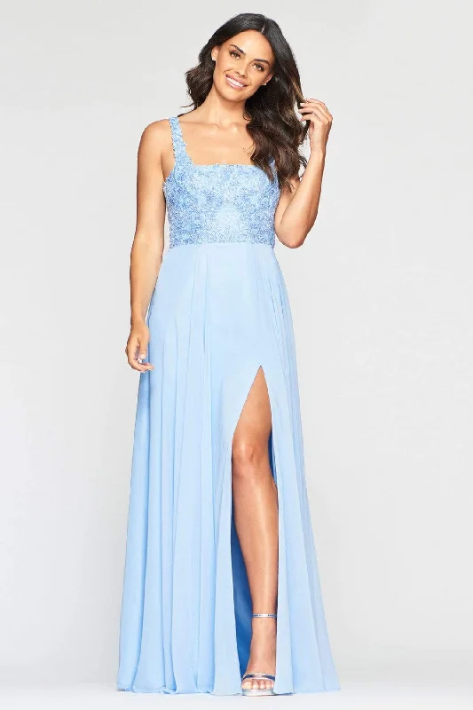 Midnight Sale Faviana - S10432 Beaded Lace Square A-Line Dress