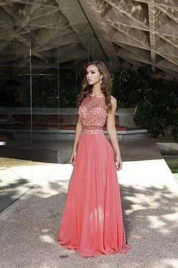 Early Bird Discount Nox Anabel - Illusion Bateau Embellished A-Line Dress 8251 - 1 pc Coral In Size 2XL Available