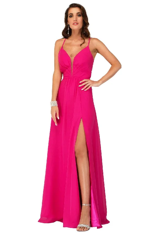 Extra Savings Cecilia Couture - 2123 Lace-up Back A-line Long Dress
