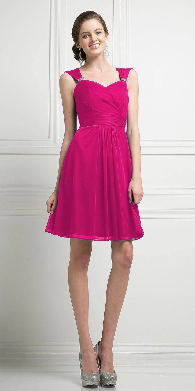 Deal Frenzy Cinderella Divine - Ruche-Ornate Cutout Cocktail Dress 3832