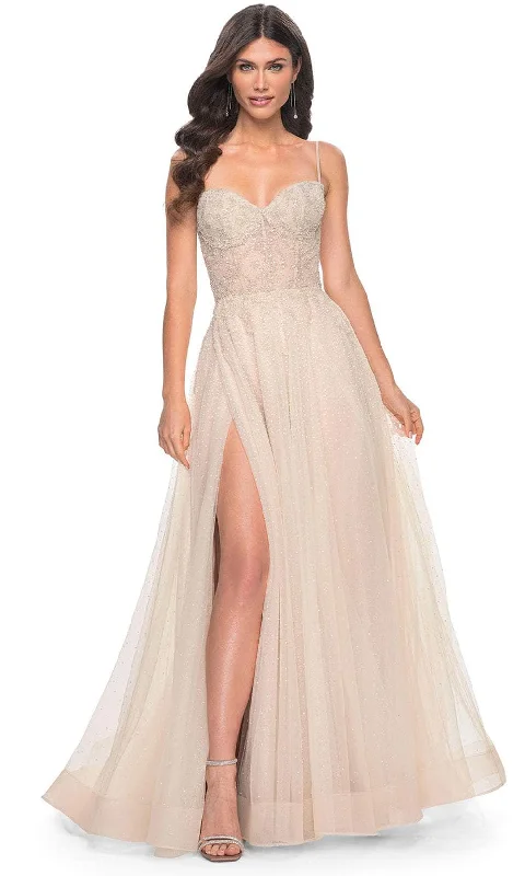 Members Only La Femme 32271 - Rhinestone Embellished A-Line Prom Gown