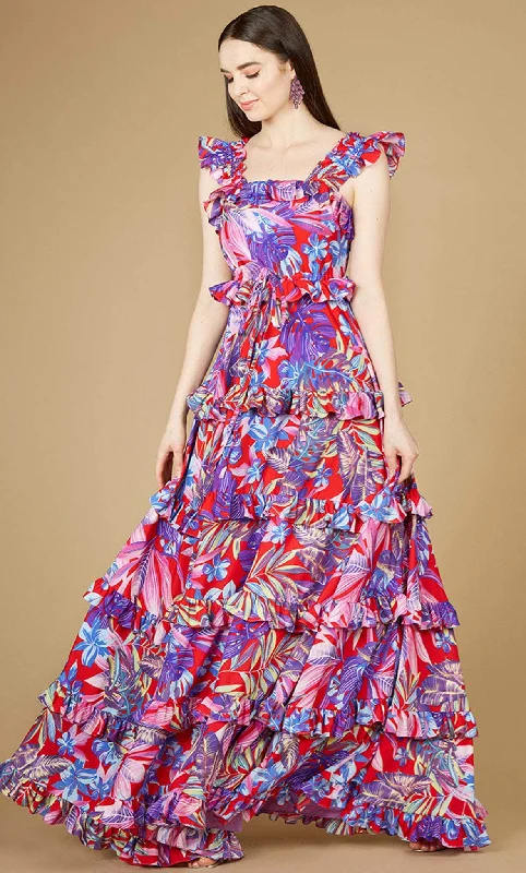 Can't Be Beat Lara Dresses 29271 - Ruffled Print Maxi Dress