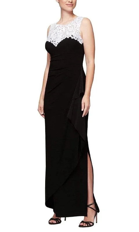 Exclusive Preview Alex Evenings - 1351423 Topped Lace Side Ruched Dress