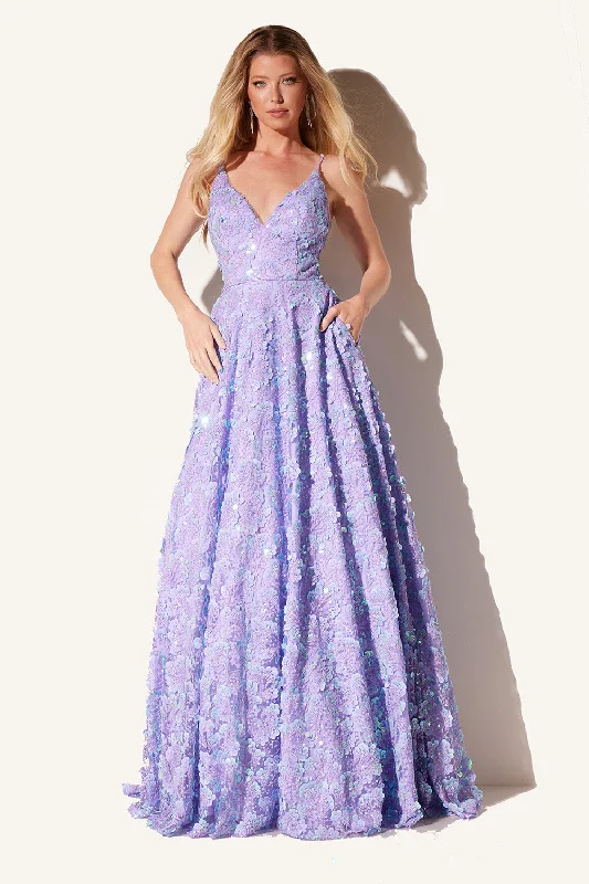 Clearance Items Sequin Print Sleeveless A-line Gown by Lucci Lu 1325