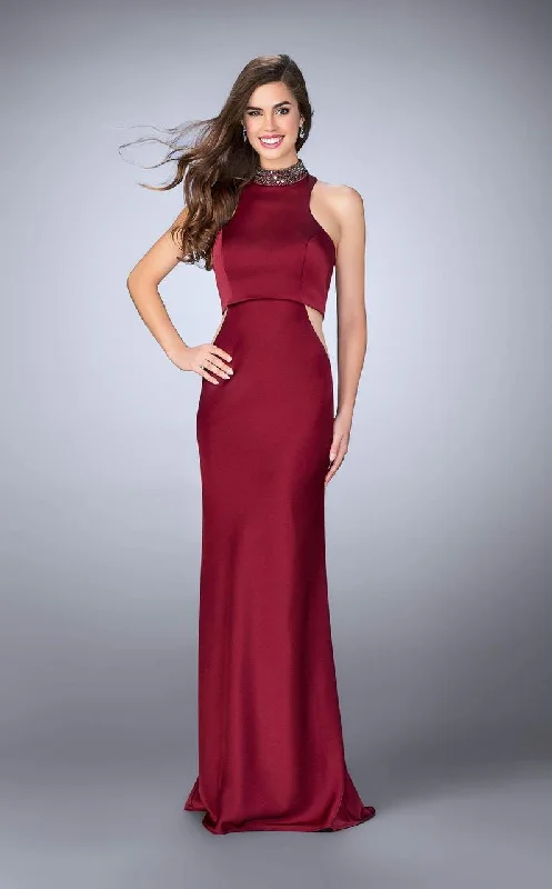 Daily Specials La Femme - 23750 Chic High Collar Sculpted Sheath Long Evening Gown