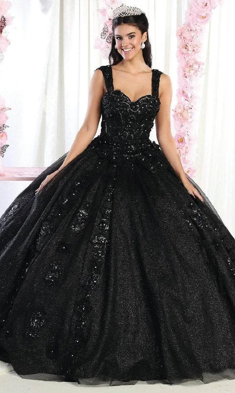 Savings Galore May Queen LK171 - Wide Strap Floral Glitter Ballgown