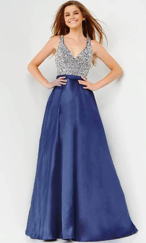 Special Savings JVN by Jovani JVN08473 - Beaded Deep V-Neck Prom Gown