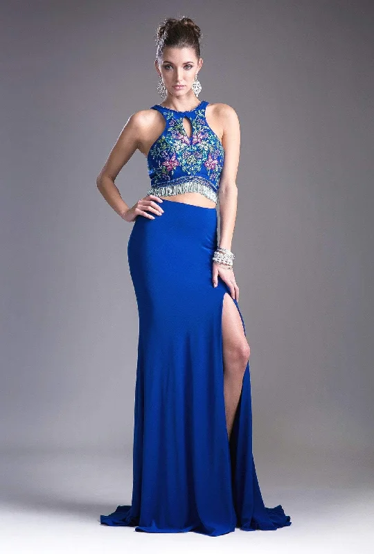 Online Specials Cinderella Divine - 71207 Two-Piece Floral Beaded Cutout Bodice Gown