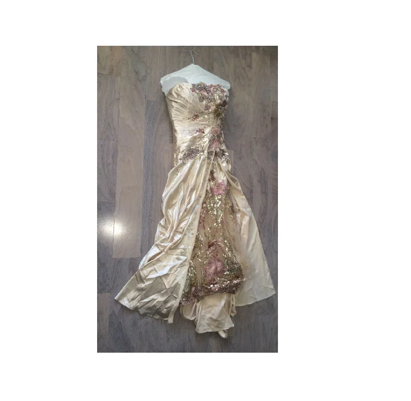 New Deals Other Champagne strapless bridesmaid dress with leg slit