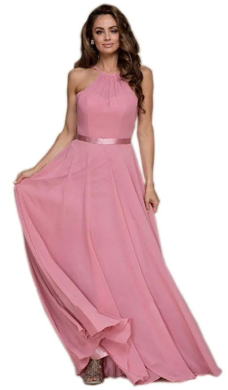 Price Smash Nox Anabel - Y102 Halter Strap Lace Up Chiffon Evening Gown
